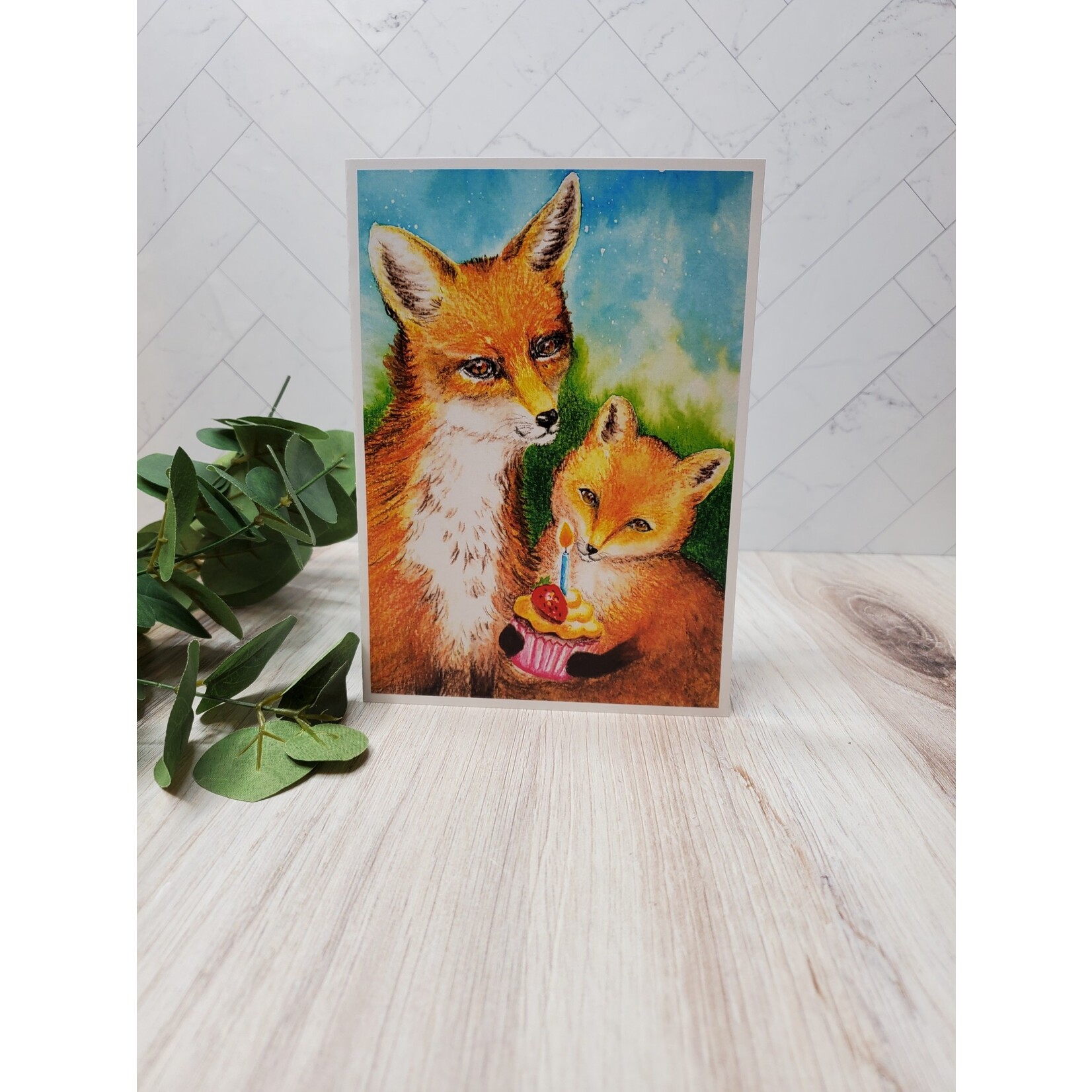 Bird in a Pine Fox Birthday - Greeting Card