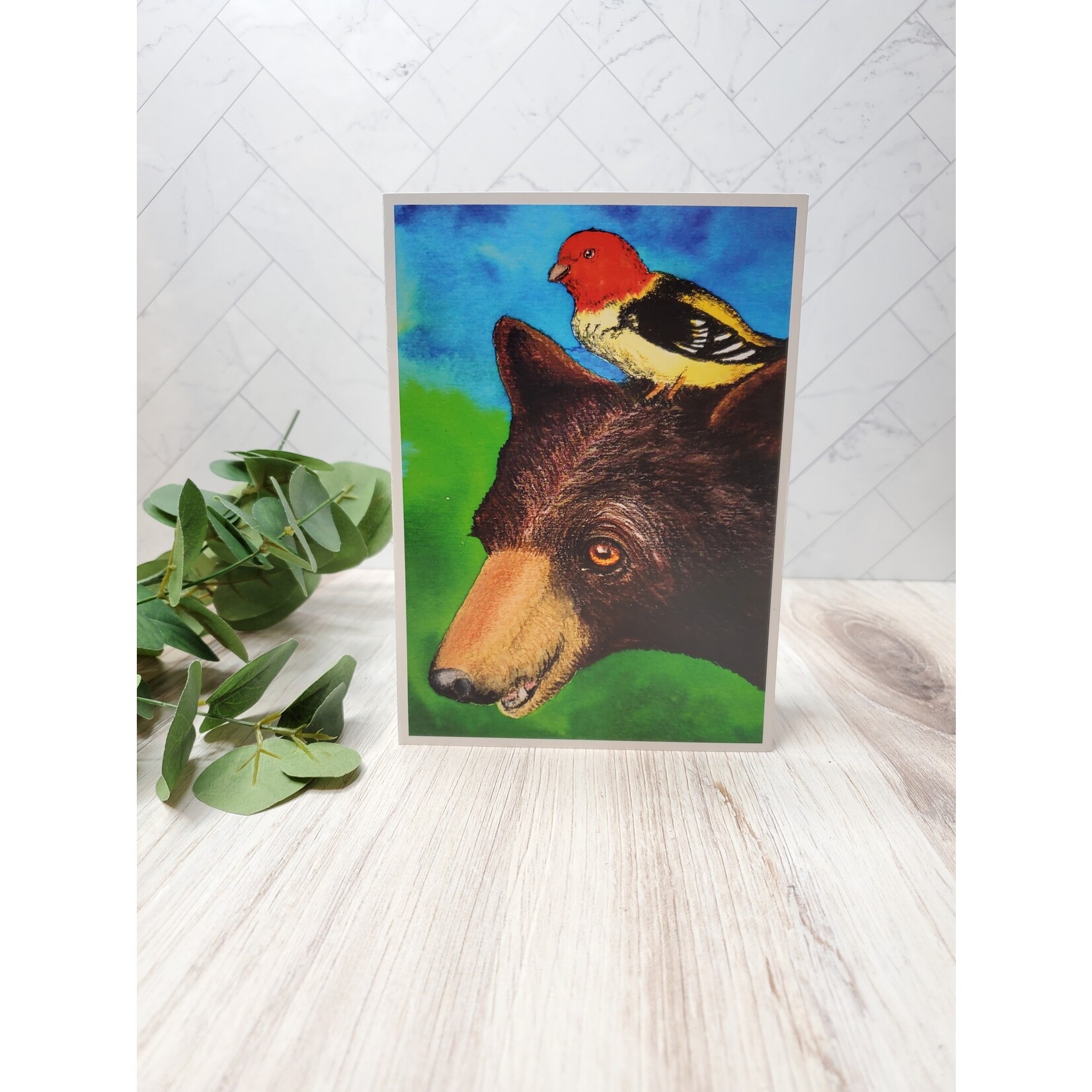 Bird in a Pine Bear & Tanager - Greeting Card