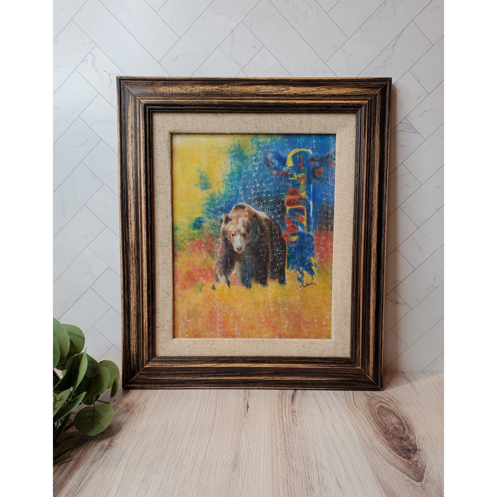 Anastiscia Chantler-Lang "Bear Totem" - original pastel - framed