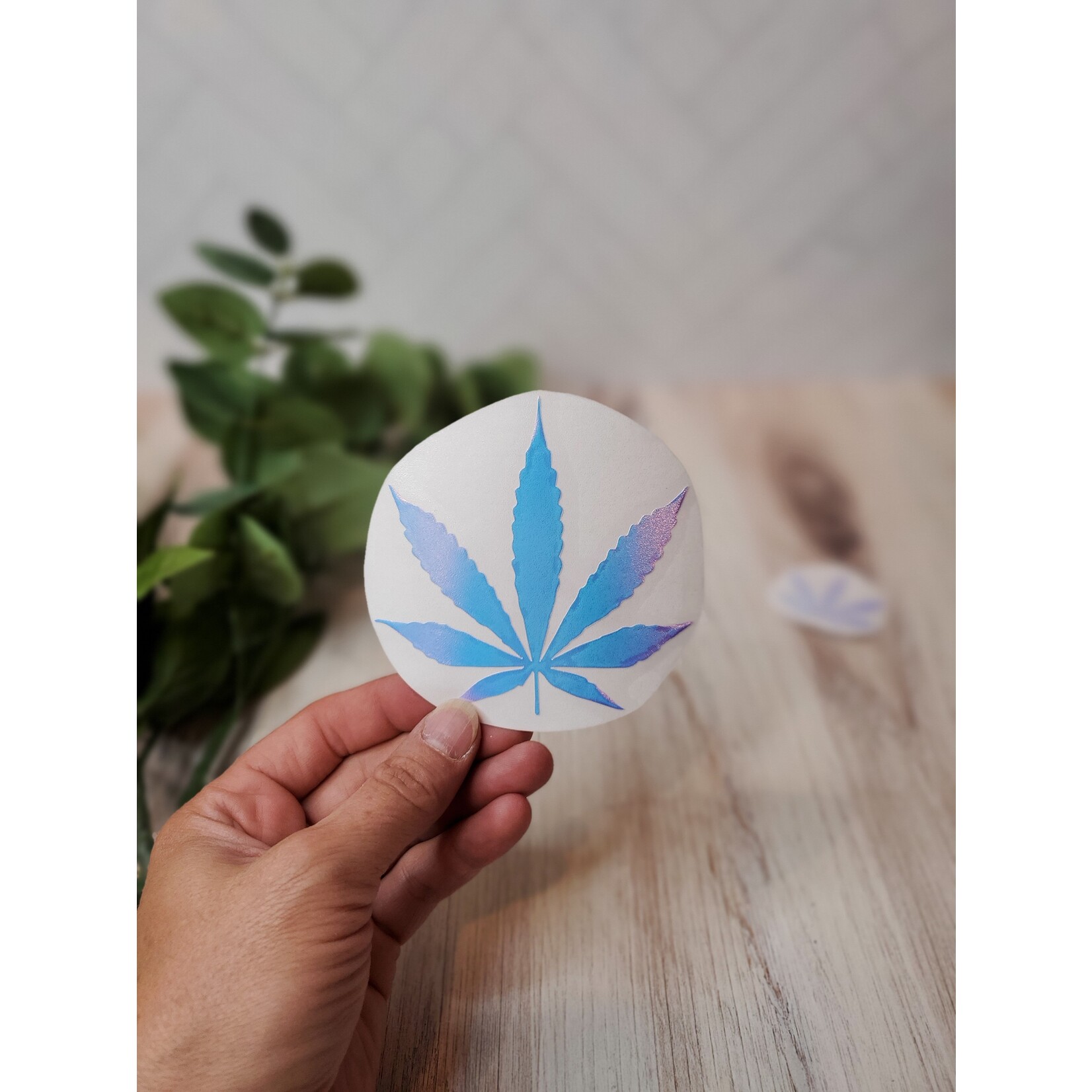 Holographic Pot Leaf Sticker - Small