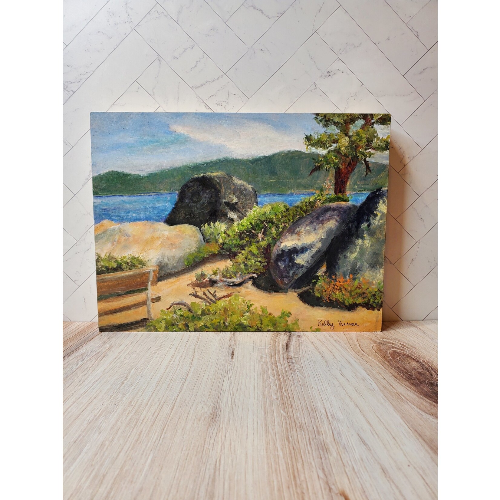 Kelley Werner Arts "Summer Day at Sand Harbor" - Original Oil on Birch Panel