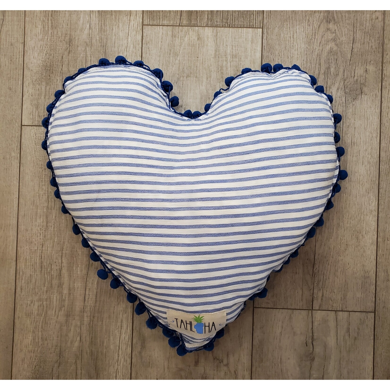 Tahloha Striped Heart Pillow - Blue