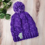 Fast and Luse Merino Wool Hat w/ Yarn Pom Pom - Purple