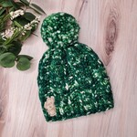 Fast and Luse Merino Wool Hat w/ Yarn Pom Pom - Green & White