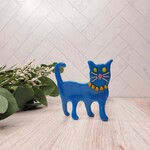 Glas Rat Art Glass Dancing Cat - Blue