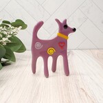 Glas Rat Art Glass Dancing Dog - purple w/ yellow collar
