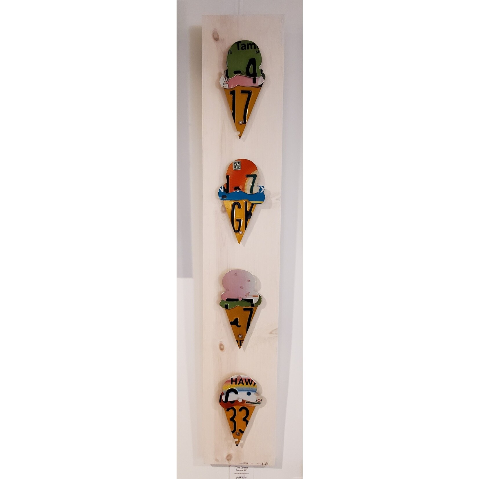 Daniela Schnebly "Ice Cream Cones #2" - mixed media - 8x42"