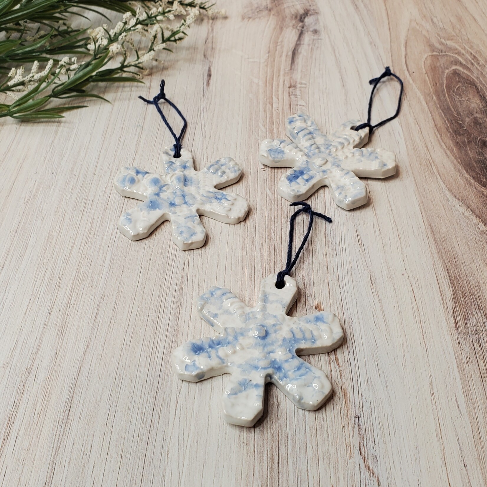 Elaine Randall "First Snowflakes" - Ceramic Snowflake Ornament