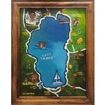 Chilipepper's Painting "Happy Tahoe Life" - acrylic painting - framed - 22x28"