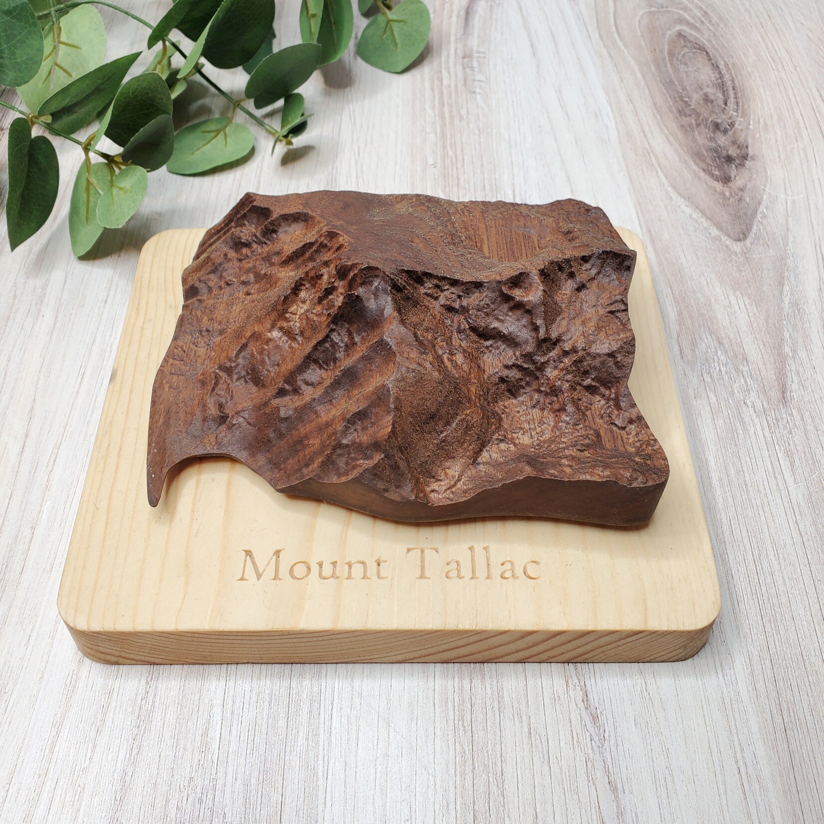 Tahoegraphical Mt. Tallac - 3D carved walnut topo