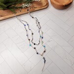 Crescent Moon Jewelry of the Sierras Bead Crochet Double Necklace - Blue & Silver - 30"