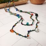 Crescent Moon Jewelry of the Sierras Bead Crochet Double Necklace - Multi Colored & Green - 30"
