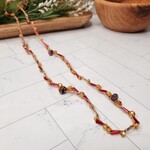 Crescent Moon Jewelry of the Sierras Bead Crochet Necklace - Red & Gold - 28"