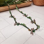 Crescent Moon Jewelry of the Sierras Bead Crochet Necklace - Green & Silver - 24"