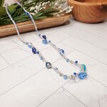Crescent Moon Jewelry of the Sierras Bead Crochet Necklace - Blue & White - 28"