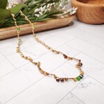 Crescent Moon Jewelry of the Sierras Bead Crochet Necklace - Amber, Green  & Gold - 22"