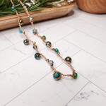 Crescent Moon Jewelry of the Sierras Bead Crochet Necklace - Greens & Gold - 22"