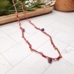 Blu Moon Jewelry Bead Crochet Necklace - Gold & Dark Rose - 24"