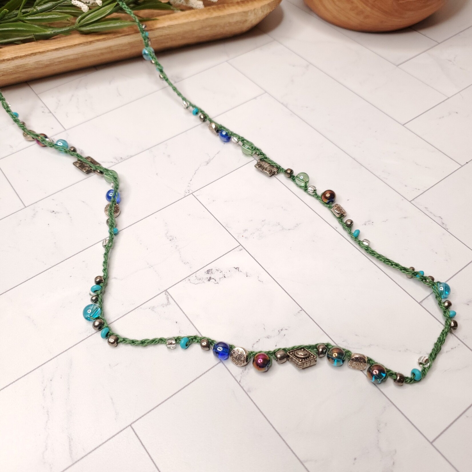 Blu Moon Jewelry Bead Crochet Hat Band - Green & Multi-colored - 36"