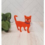 Glas Rat Art Glass Dancing Cat - Orange - Fused Glass