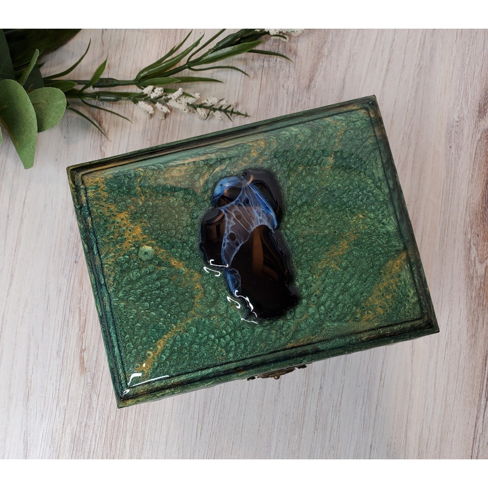 Donna Kotey Resin & Wood Box - Lake Tahoe - B23