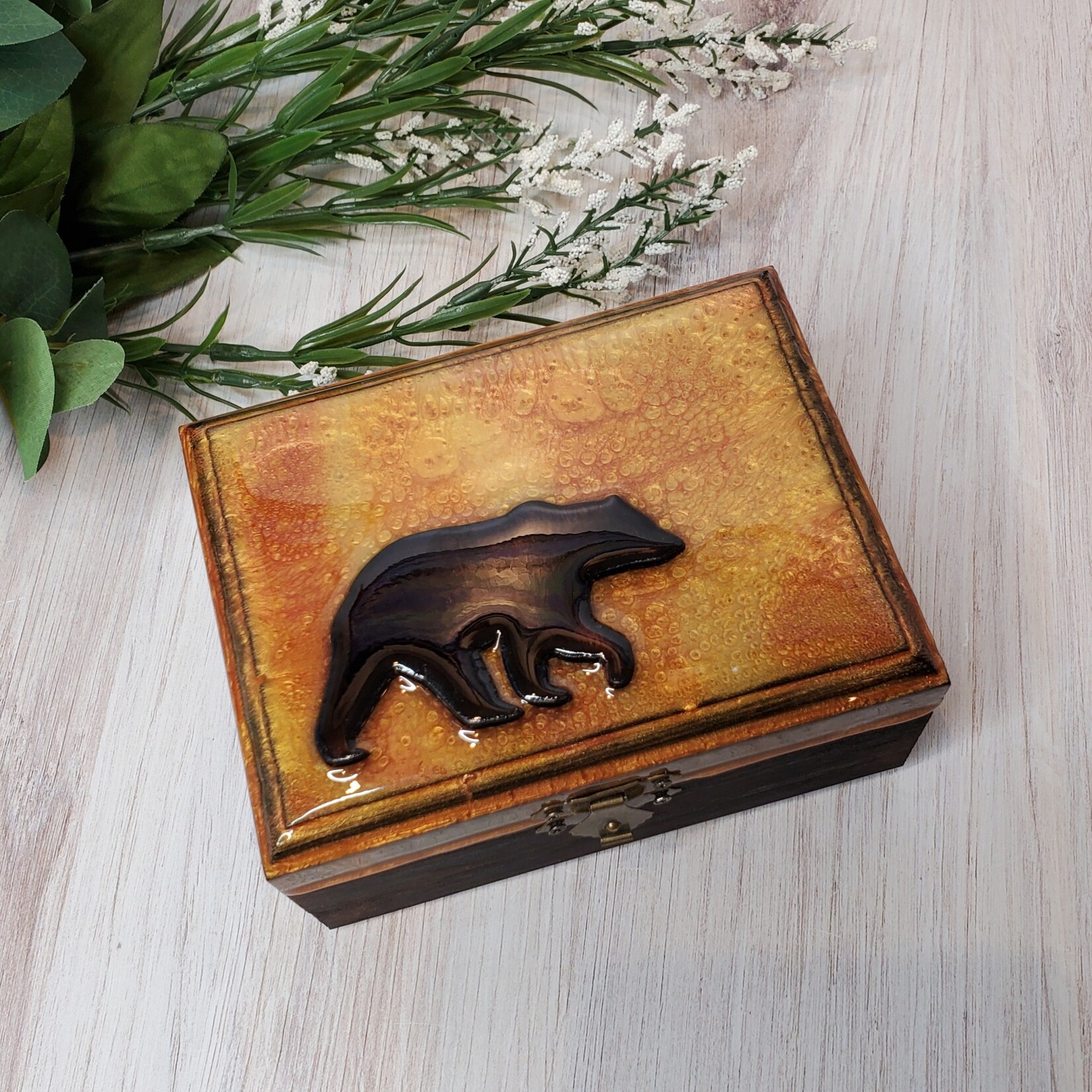 Donna Kotey Resin & Wood Box - Bear - B15