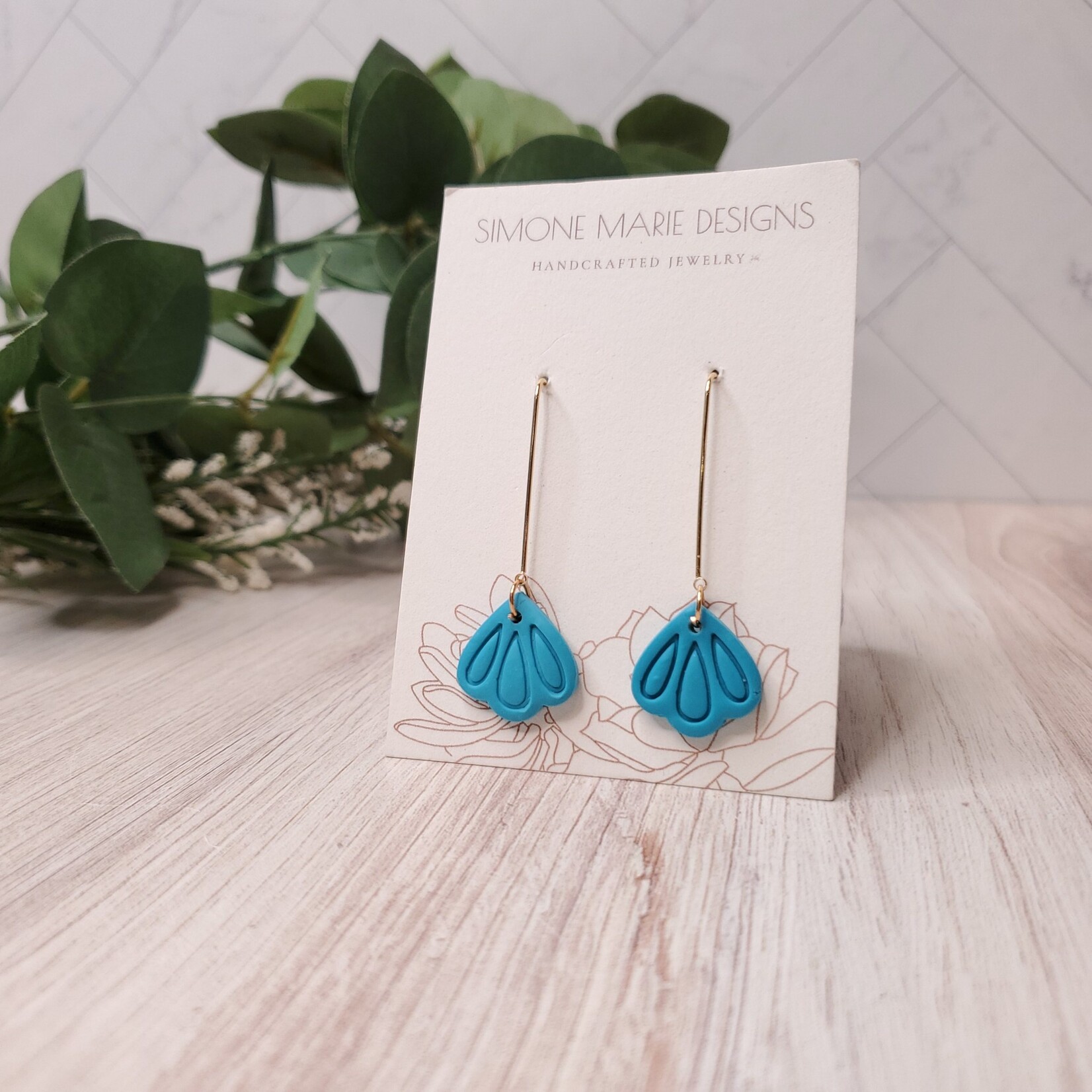 Simone Marie Designs Turquoise Tulip Drops - Polymer Clay Earrings