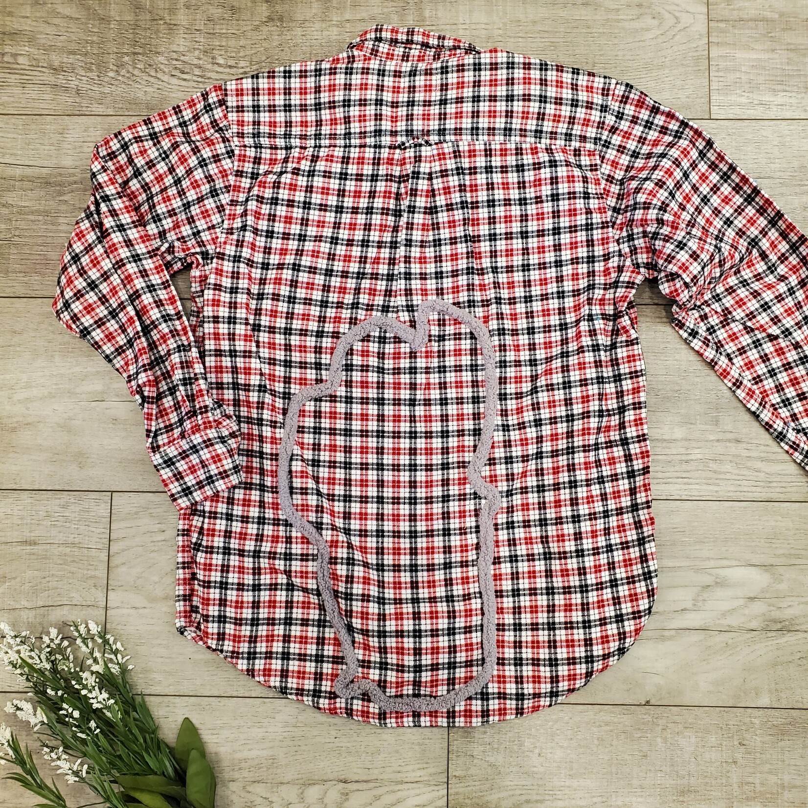 Tahloha Upcycled Lake Tahoe Shirt -  Red/White/Black Plaid - Youth Large 10/12