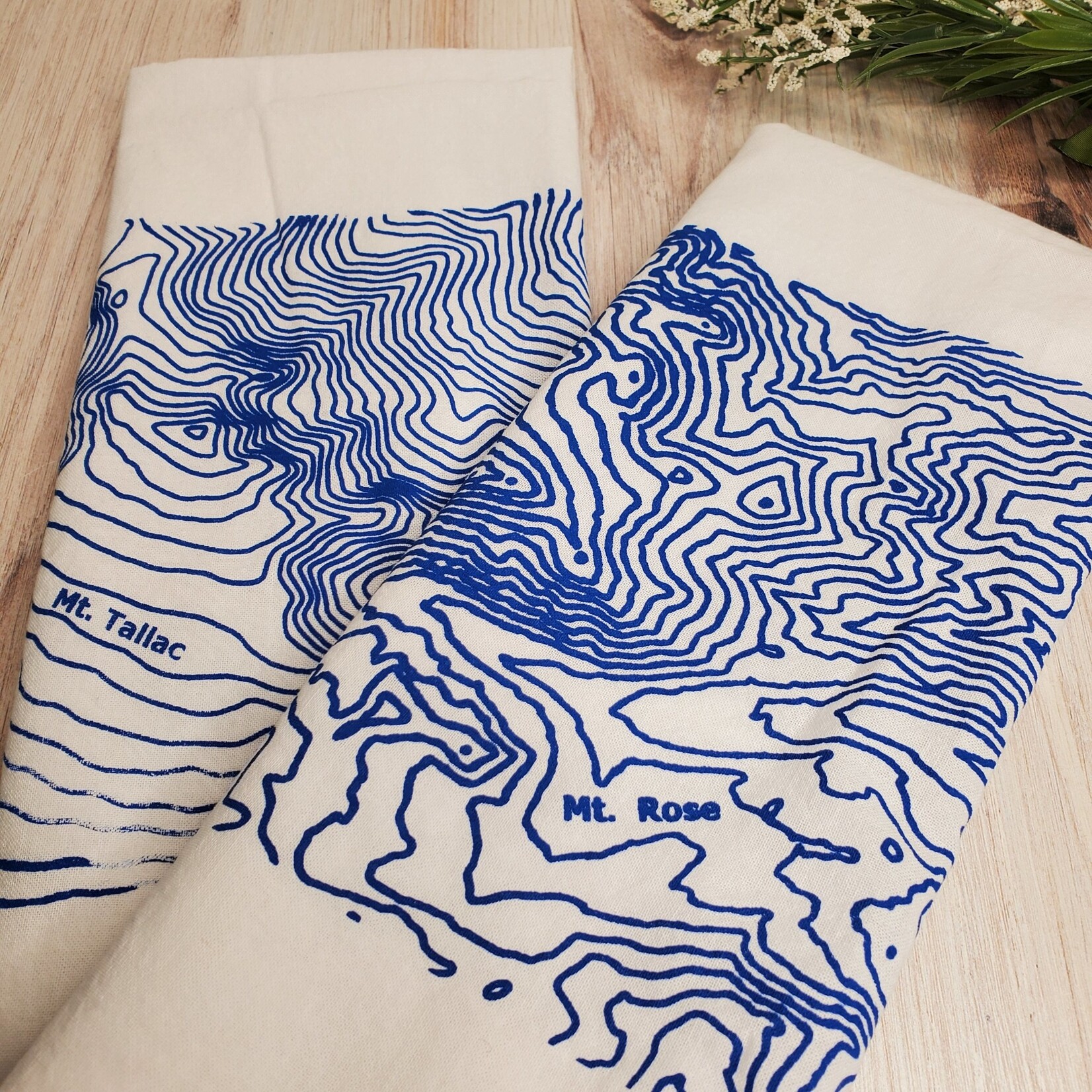 LoKo Lake Tahoe Mountain Topo Tea Towels