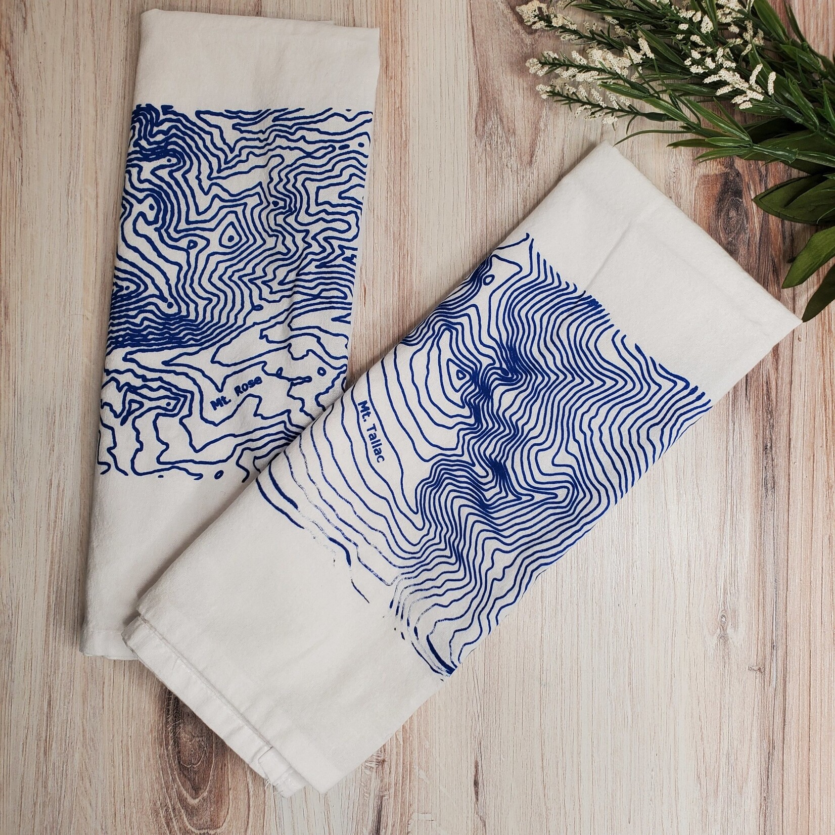 LoKo Lake Tahoe Mountain Topo Tea Towels