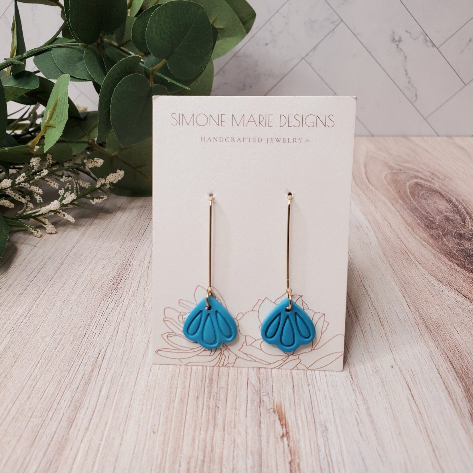 Simone Marie Designs Turquoise Tulip Drops - Polymer Clay Earrings