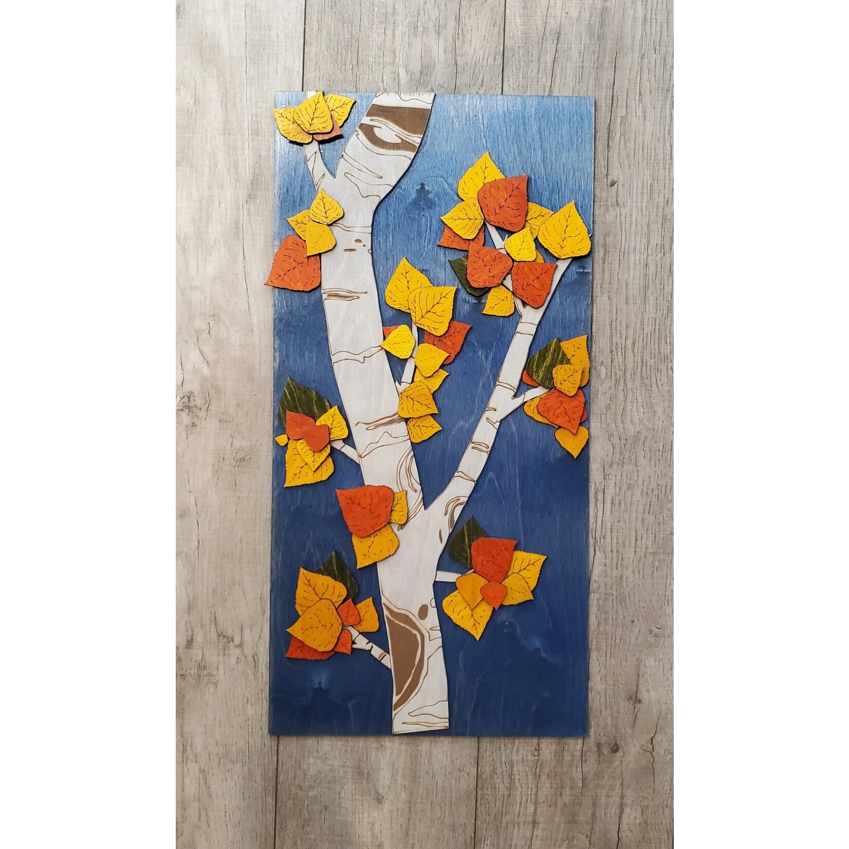 LoKo "Birch Branch in Fall" - Laser Cut Wood & Stain
