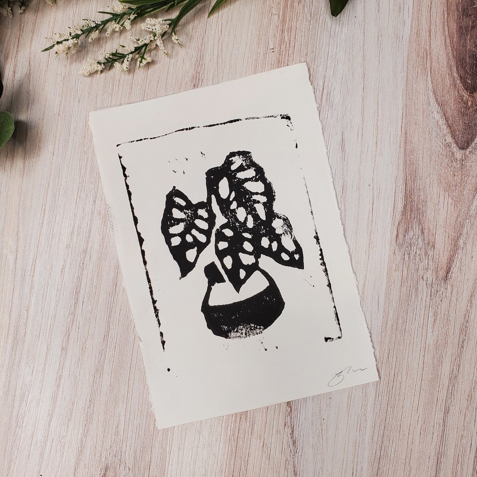 3 Crows Designs Plant Lino Block Print