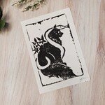 3 Crows Designs Cat Lino Block Print