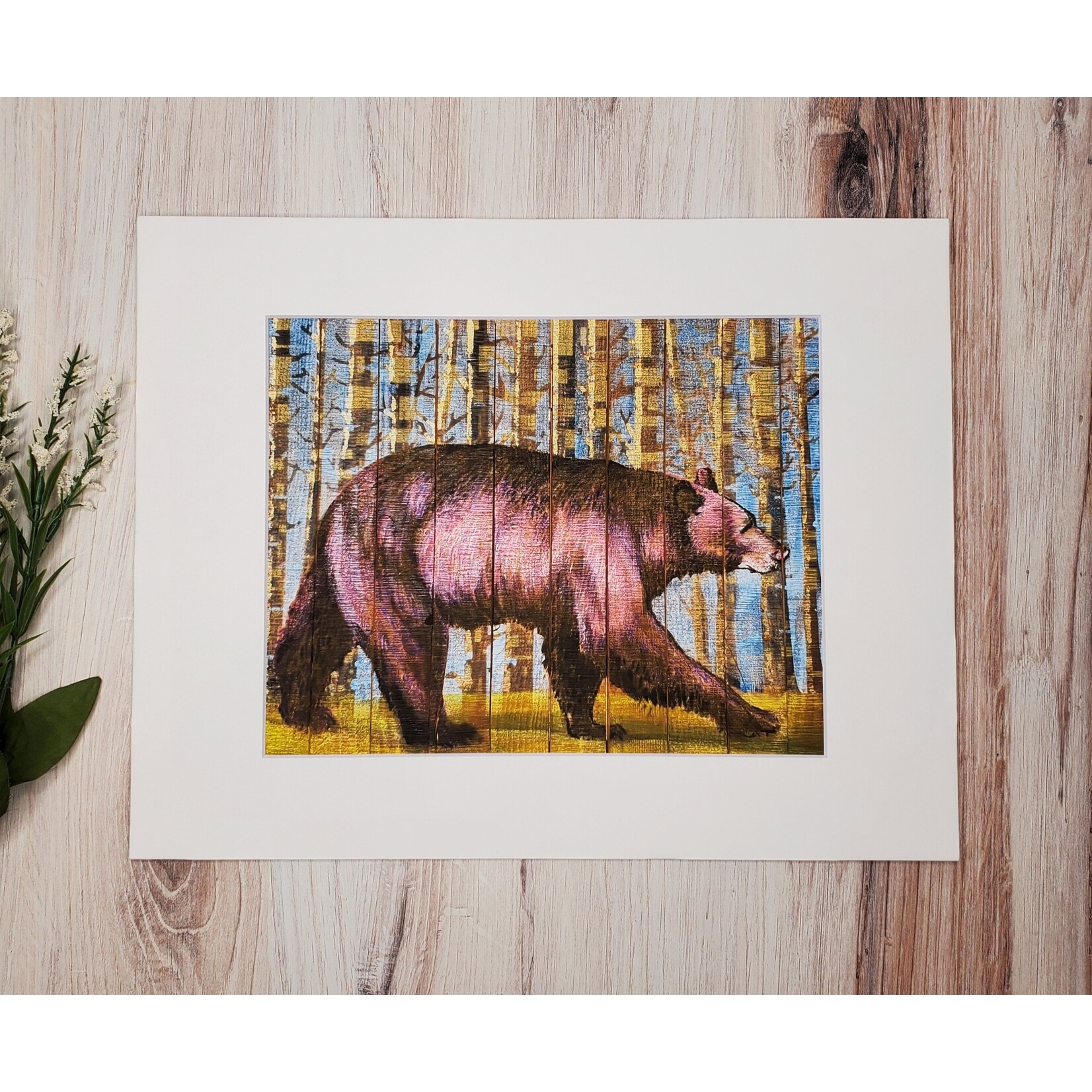 Sara L Smith "Wilding Reclaimed - Walking Bear Pink" - Pigment Ink Print