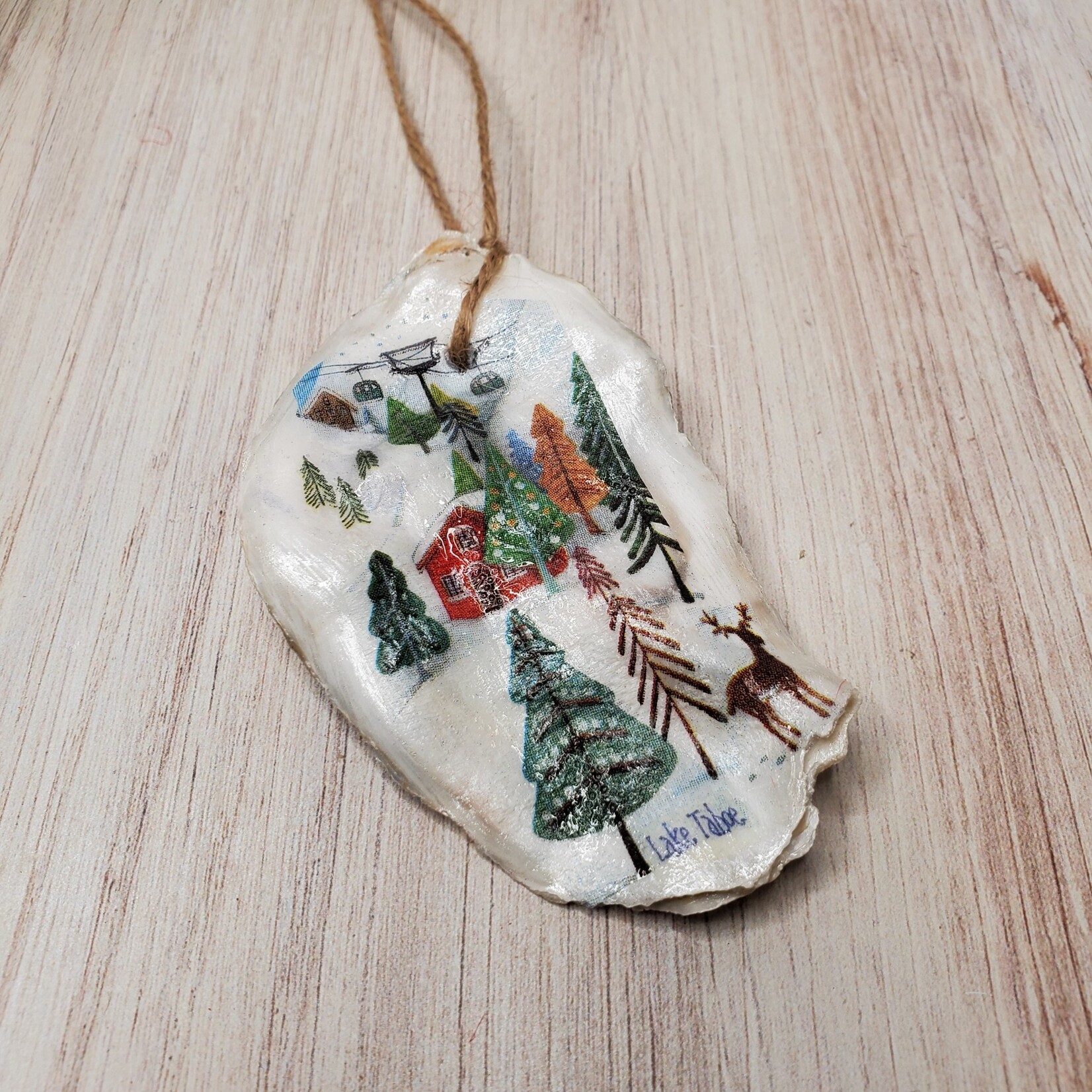 Sue Pemberton Oyster Shell Ski Ornament- Smalls