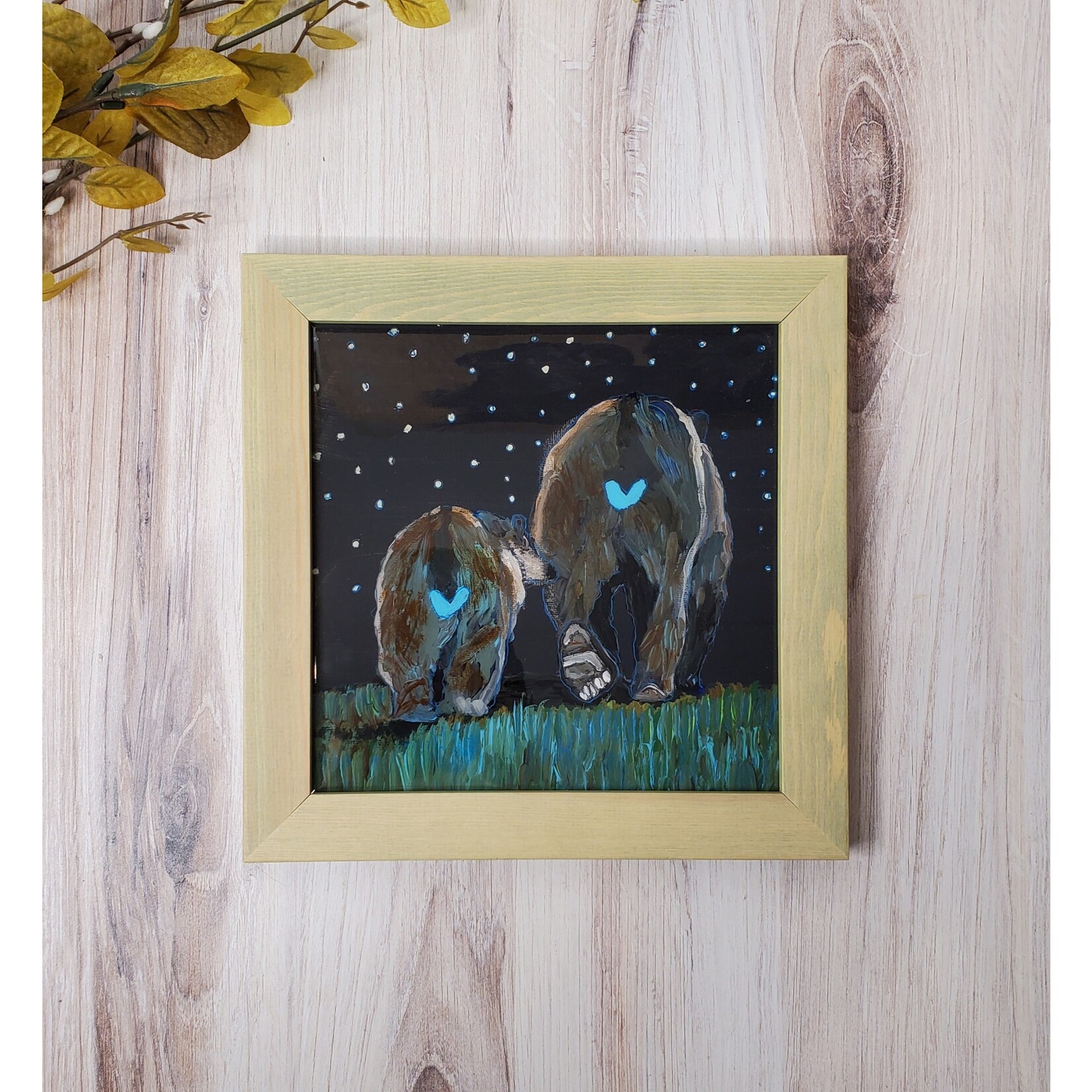 Chilipepper's Painting "Night Walking" - acrylic & resin - 8x8"