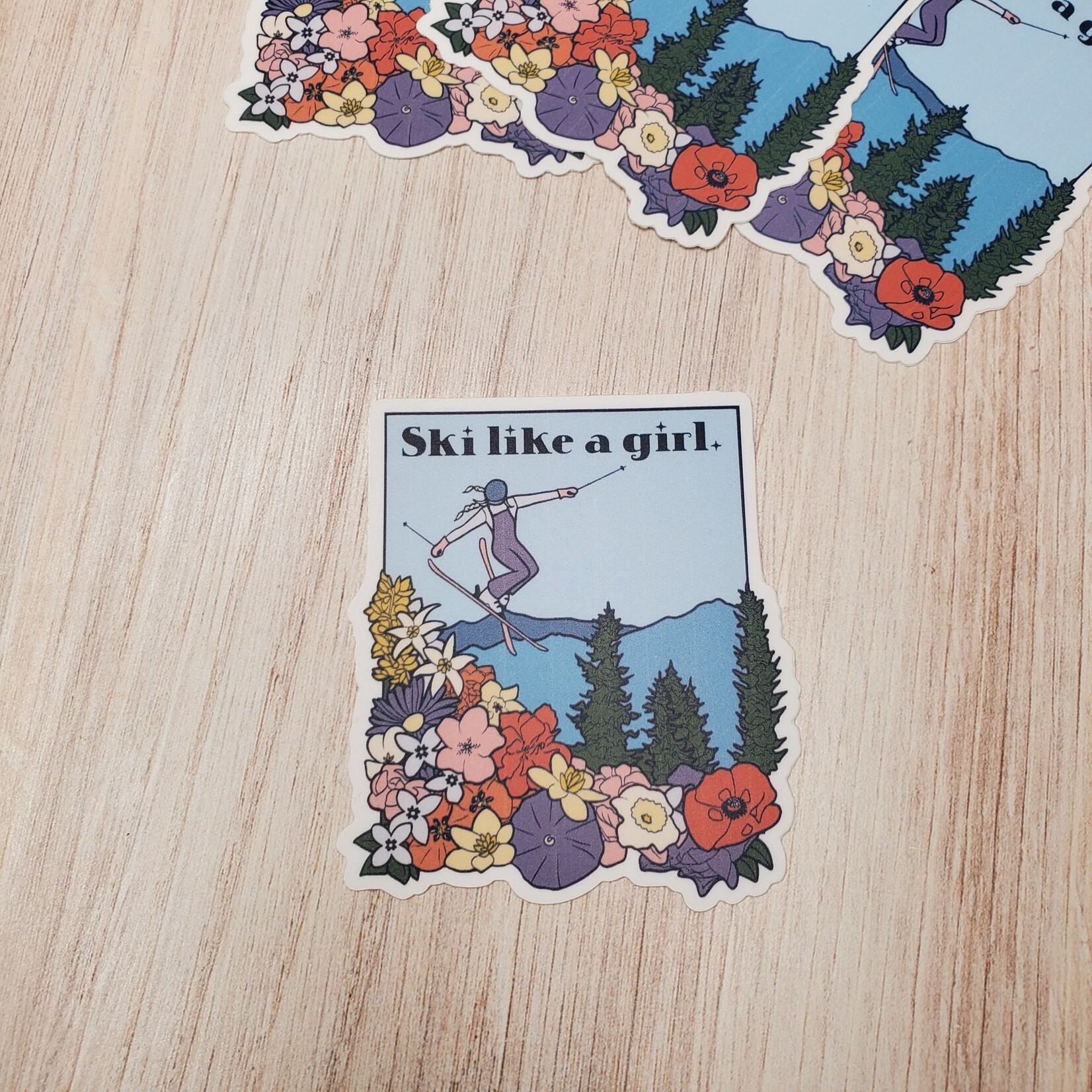 Sarah Manning Ski Like a Girl - die cut sticker - 3"