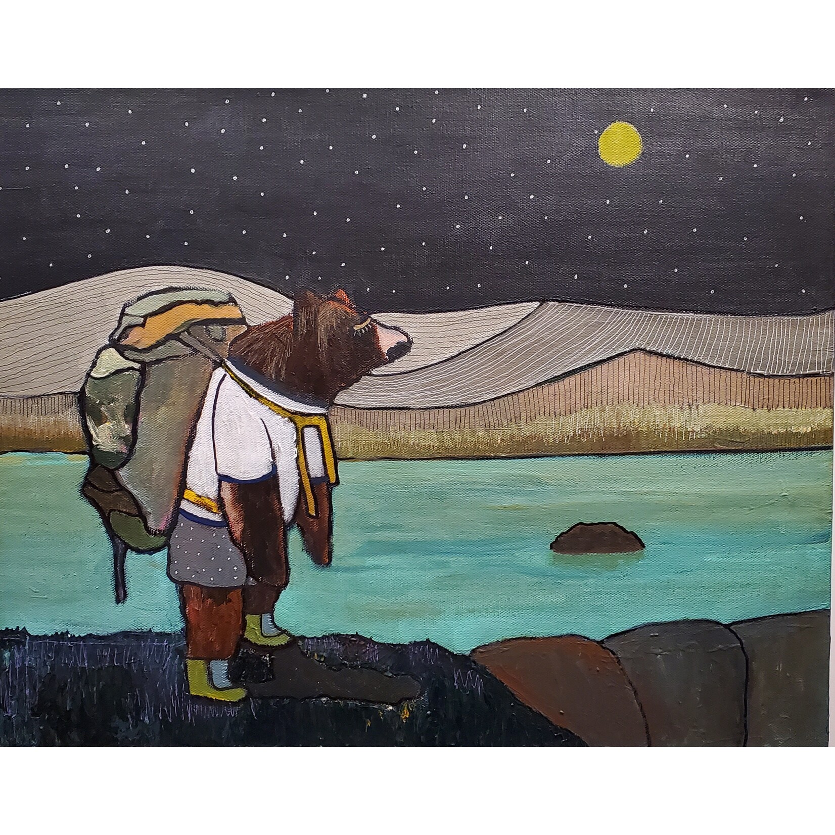 Chilipepper's Painting "Mid Night Bear" - acrylic - 16x20"