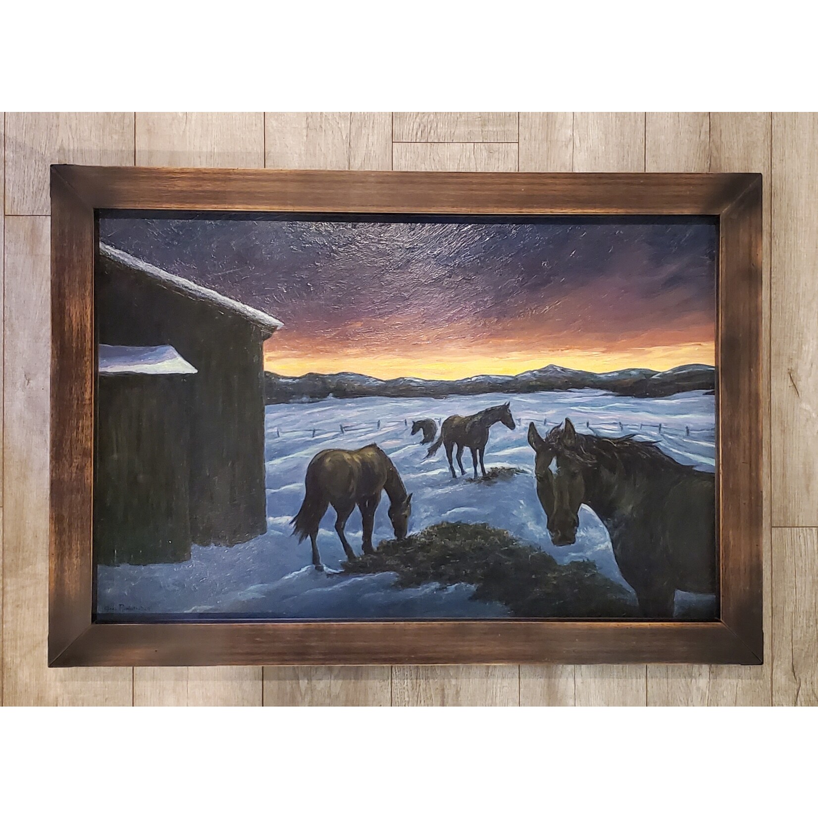 John Randall "The Last Light" - oil on board - framed - 24x36"
