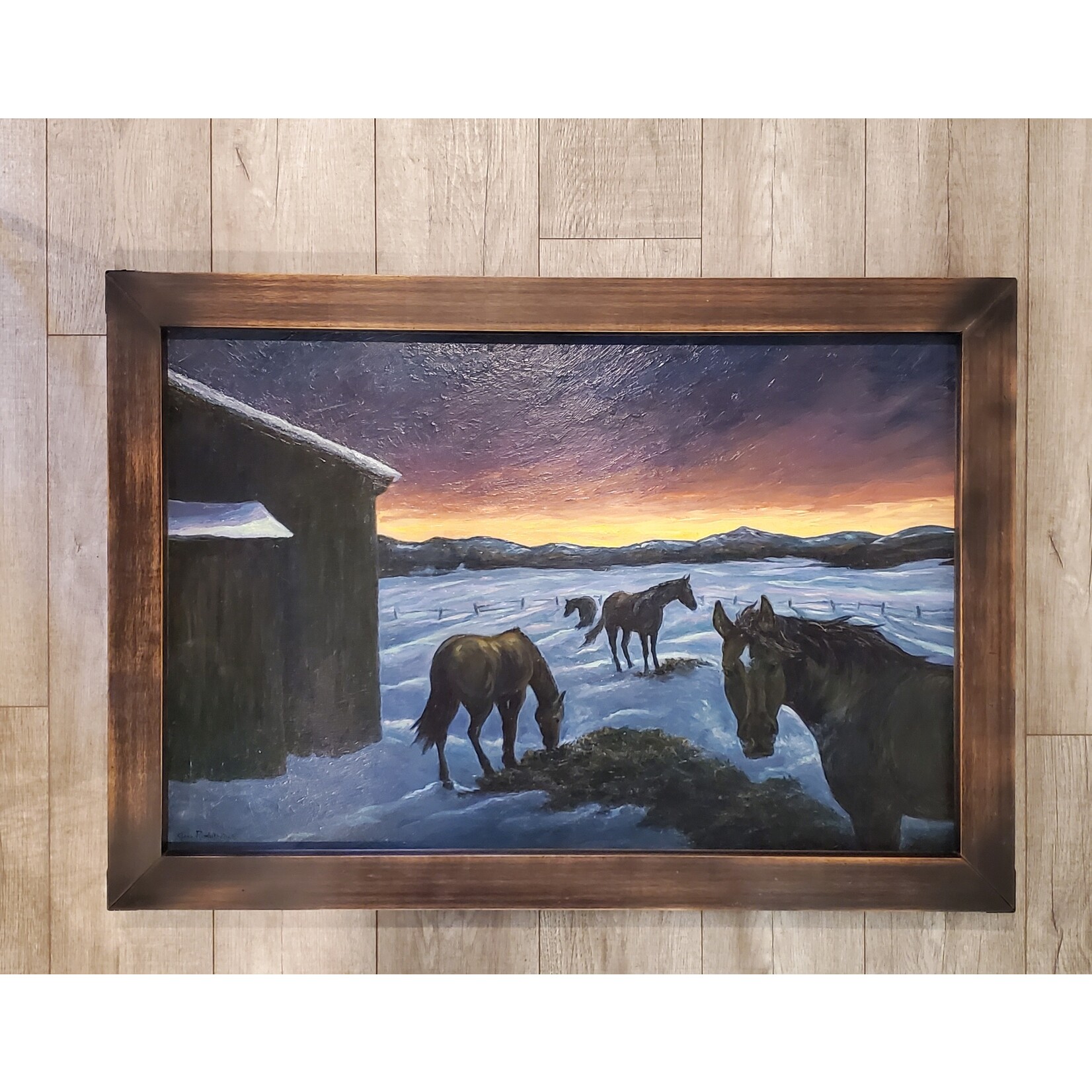 John Randall "The Last Light" - oil on board - framed - 24x36"
