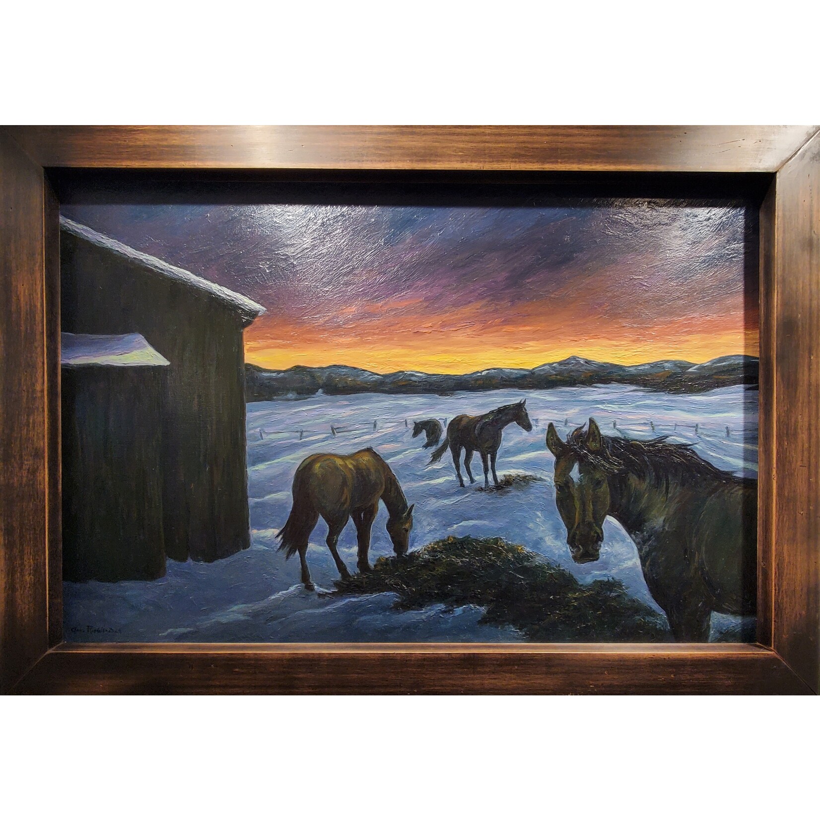 John Randall "The Last Light" - oil on board - framed - 24x36"