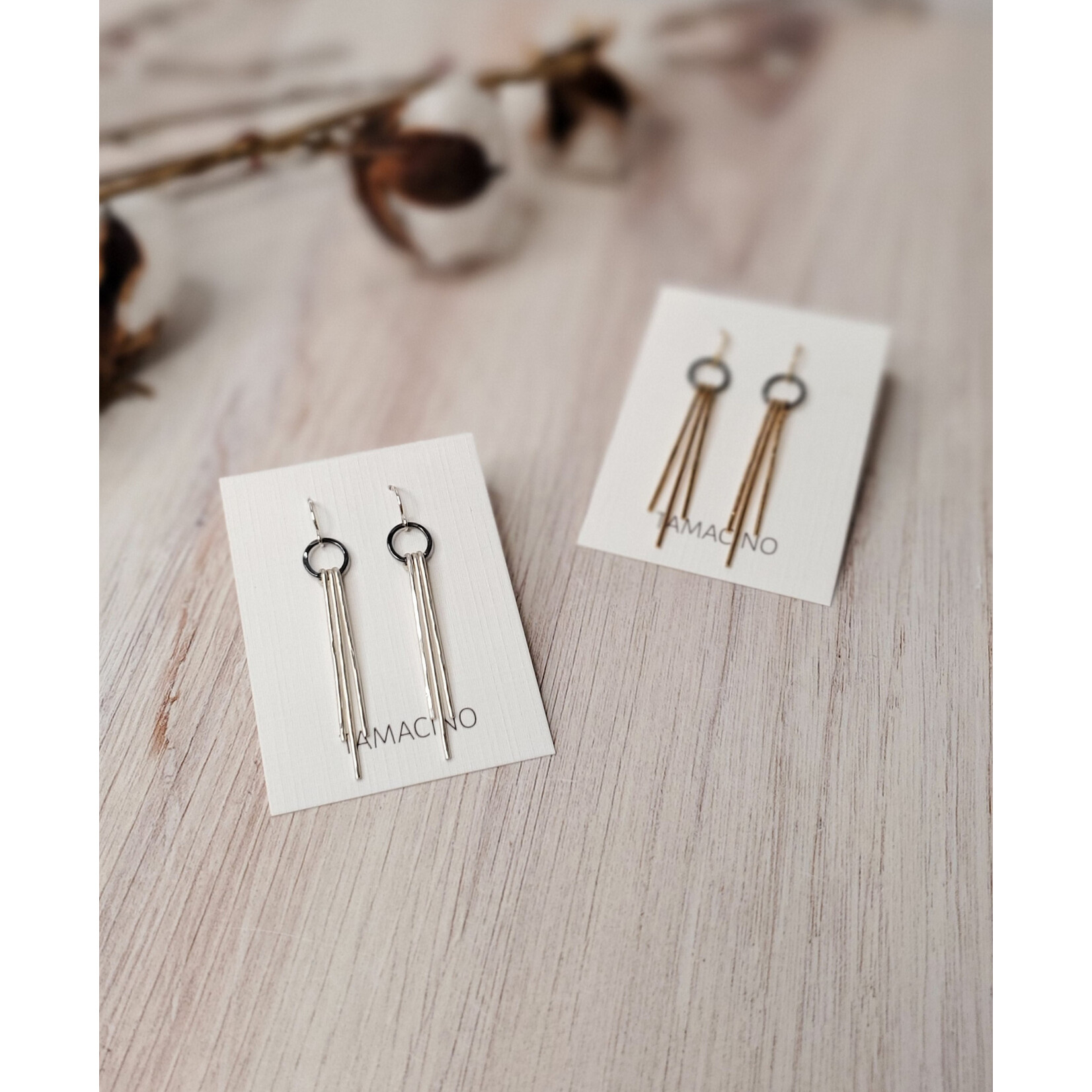 Tamacino Heather - Oxidized Circle & Fringe Earrings