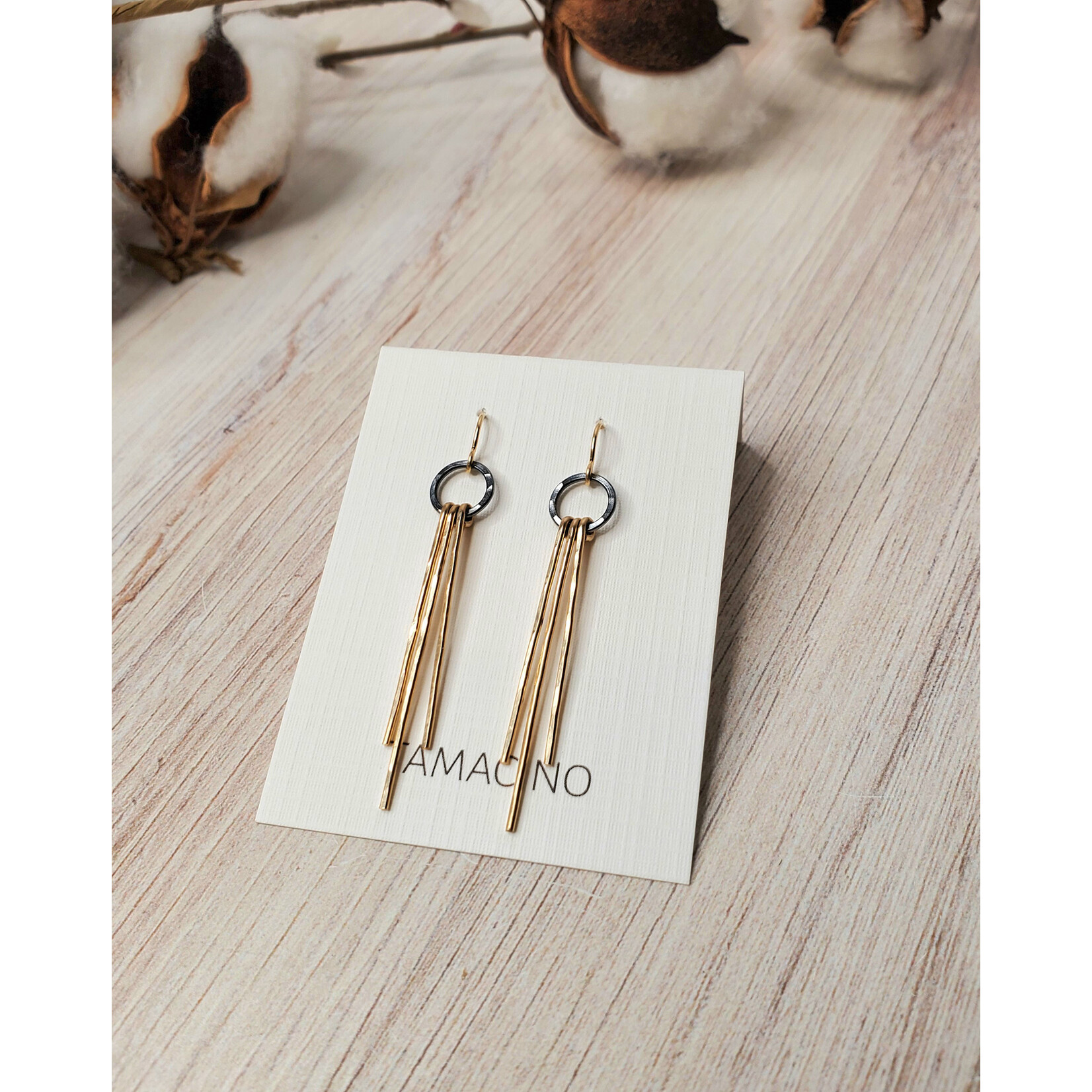 Tamacino Heather - Oxidized Circle & Fringe Earrings