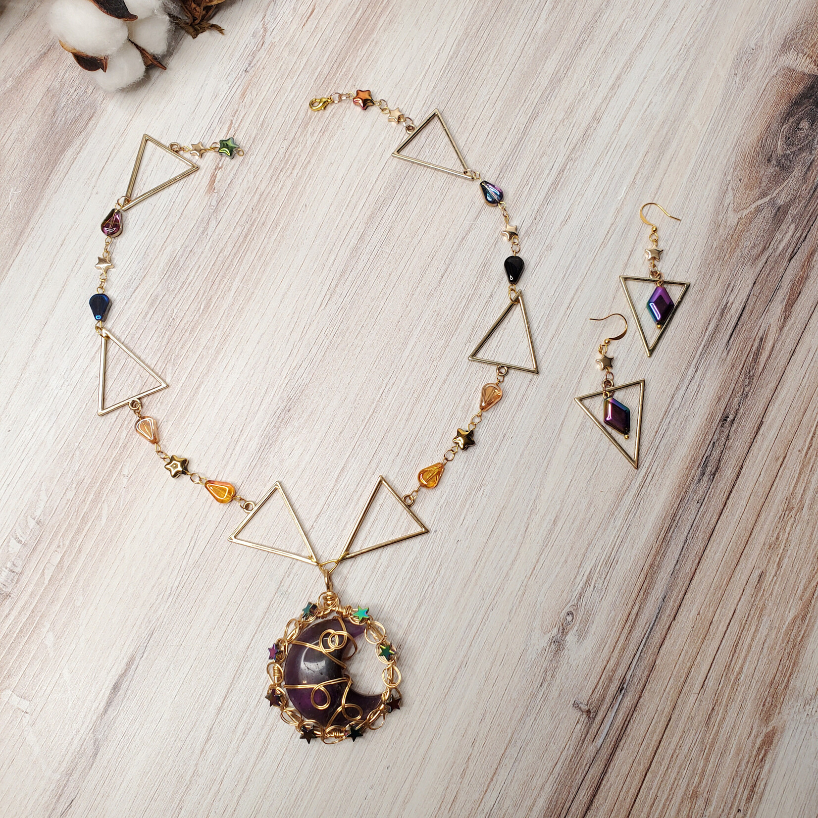 Mary Eastman Crescent Moon Necklace & Earring Set