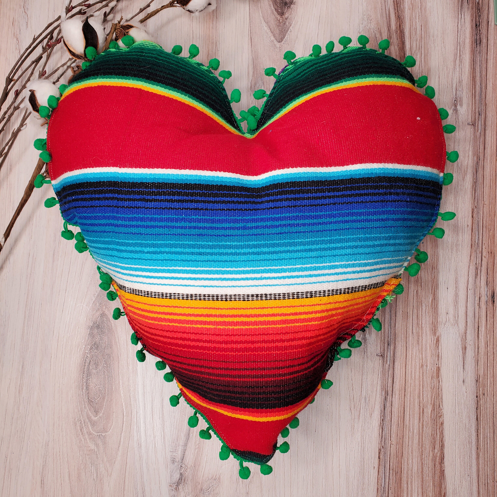 Tahloha Serape Heart Pillow - Rainbow