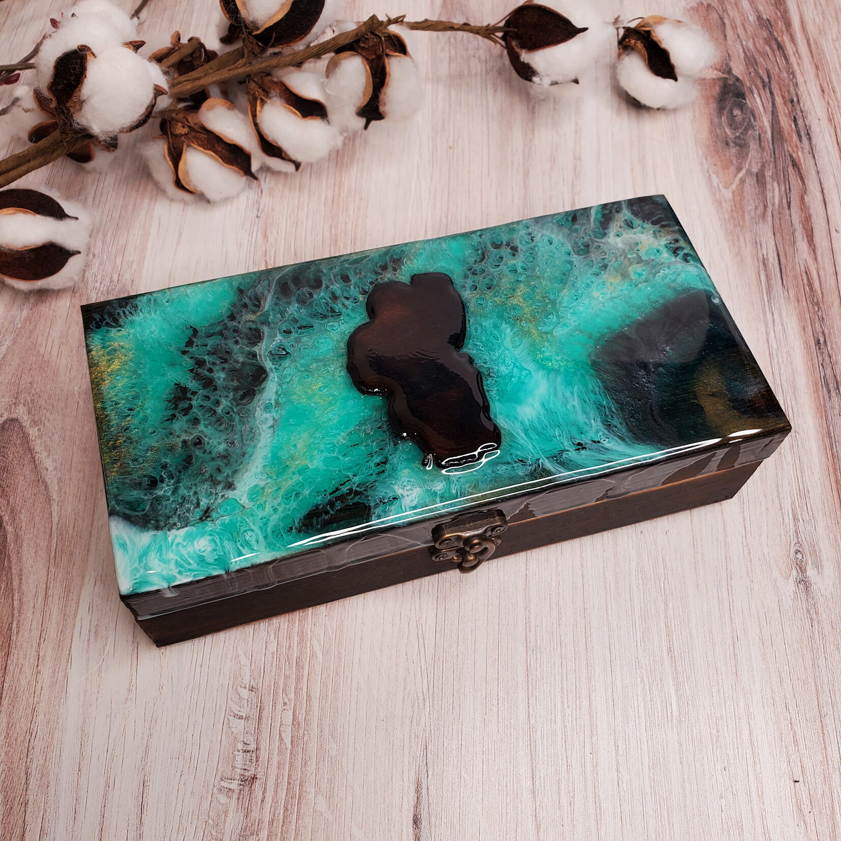 Donna Kotey Resin & Wood Box - Lake Tahoe  - B26
