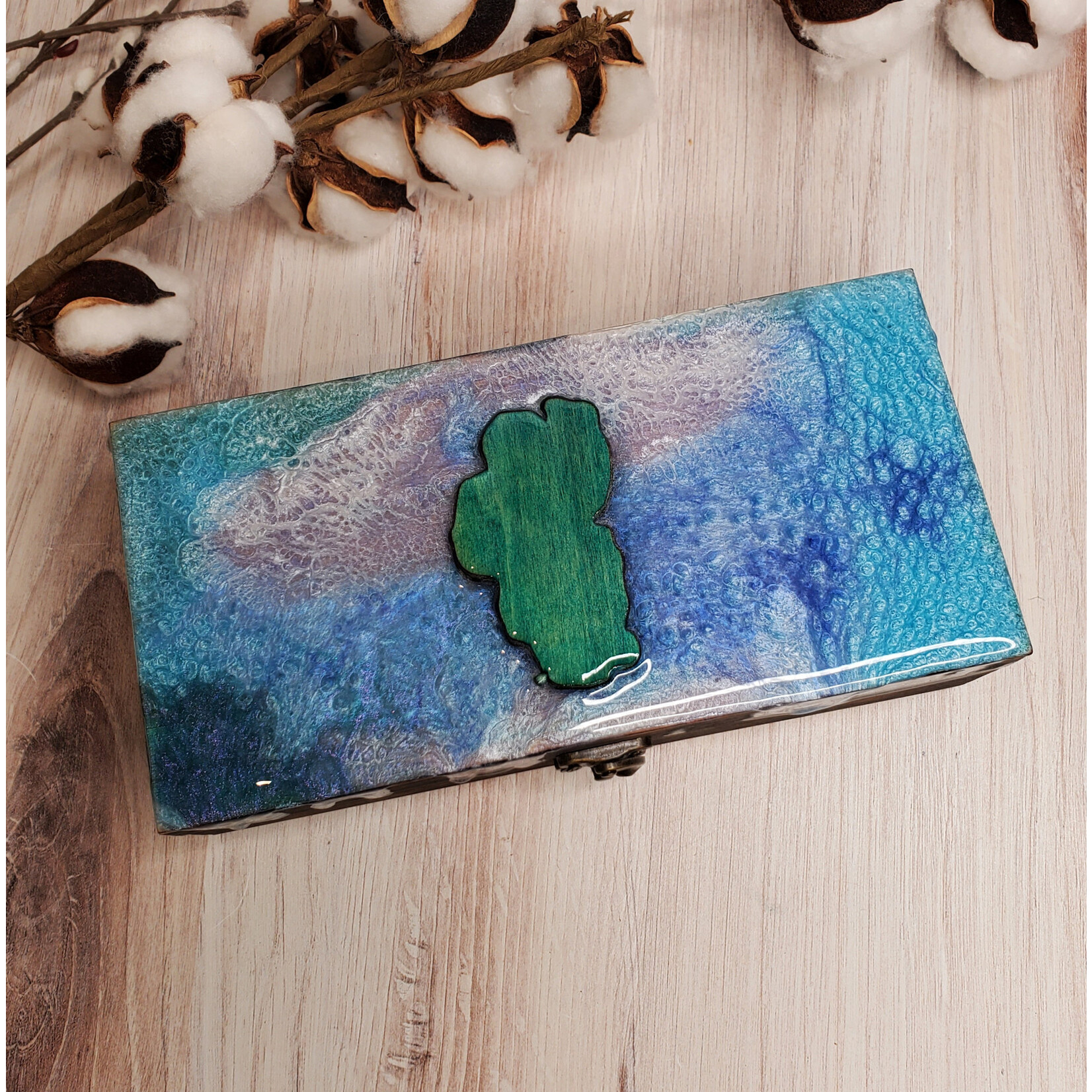Donna Kotey Resin & Wood Box - Lake Tahoe  - B30