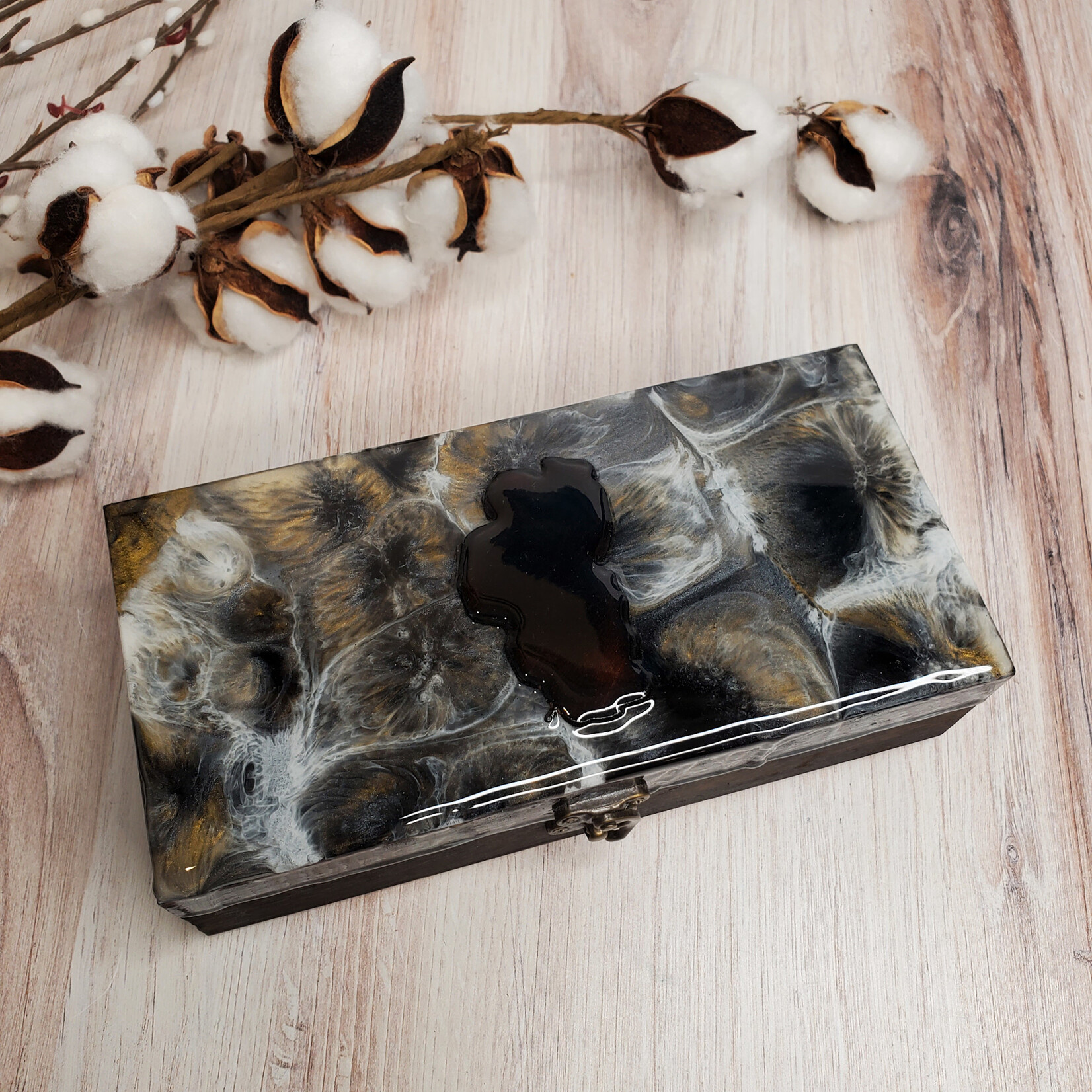 Donna Kotey Resin & Wood Box - Lake Tahoe  - B32