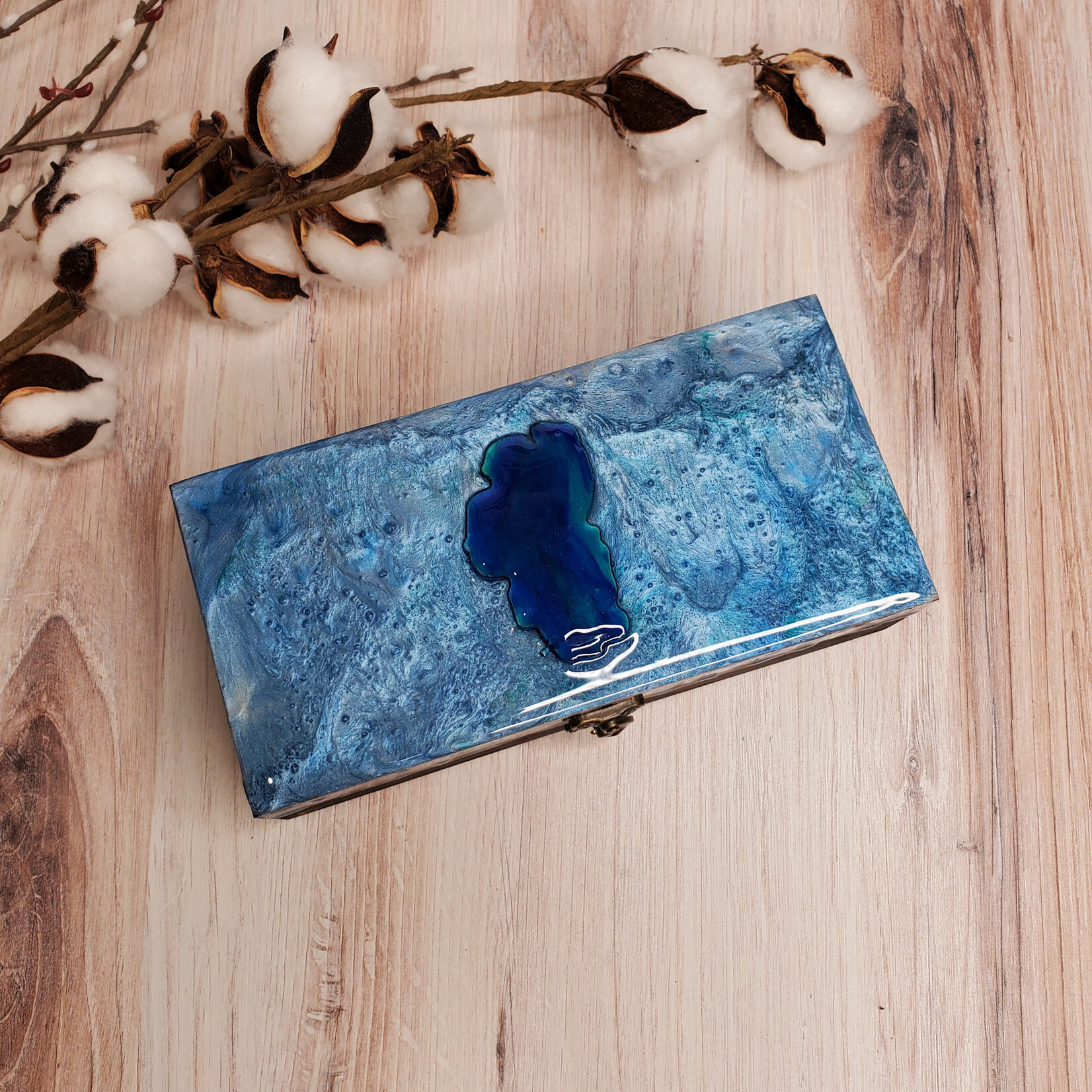 Donna Kotey Resin & Wood Box - Lake Tahoe  - B33